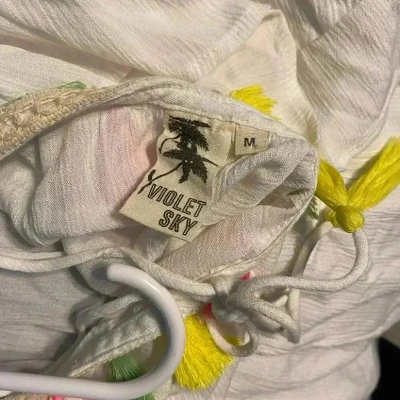 Violet Sky White Boho Coverup Romper - Picture 6 of 8